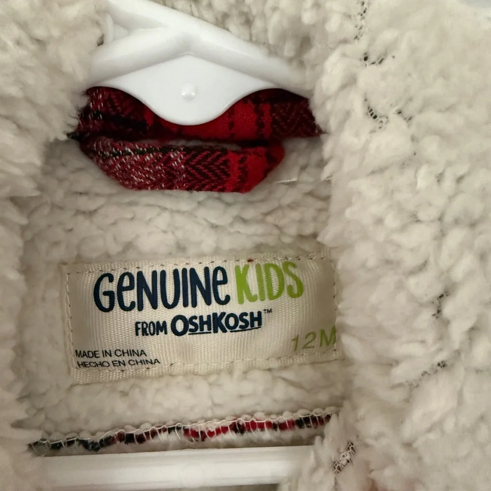 OshKosh B'gosh Boys Sherpa Corduroy Plaid Jacket Baby - Size 12months